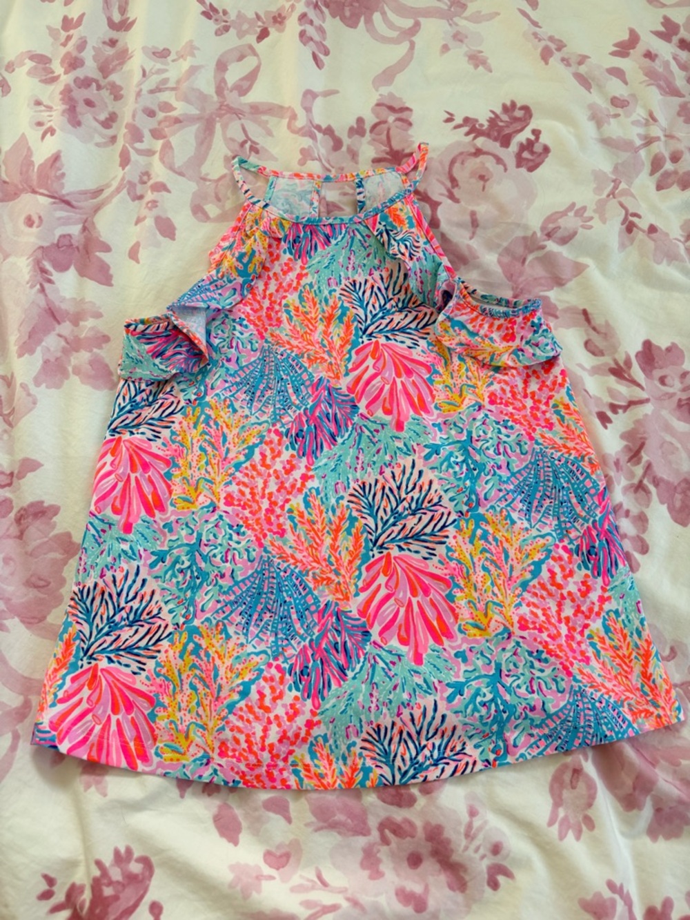 Lilly Pulitzer Blue and pink coral print top
